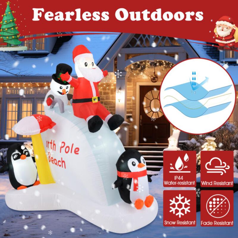 Hivvago 6 Feet Christmas Inflatable with Blow up Penguins and Santa Decoration