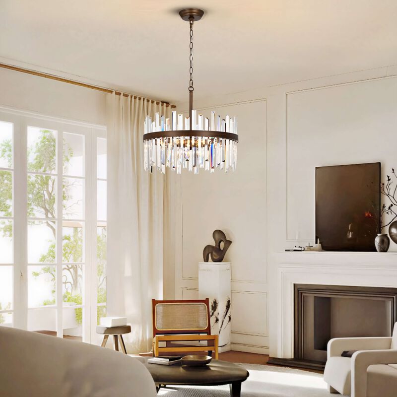 Candela Satin Bronze Finish 5-light Drum Crystal Glass Chandelier image number 7