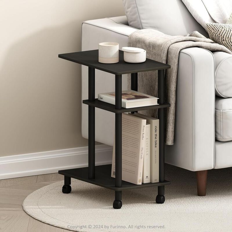 Turn-N-Tube U Shape Sofa End Table, Side Table with Casters