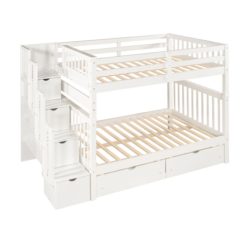 Full Over Full Bunk Bed With Shelves And 6 Storage Drawers image number 0