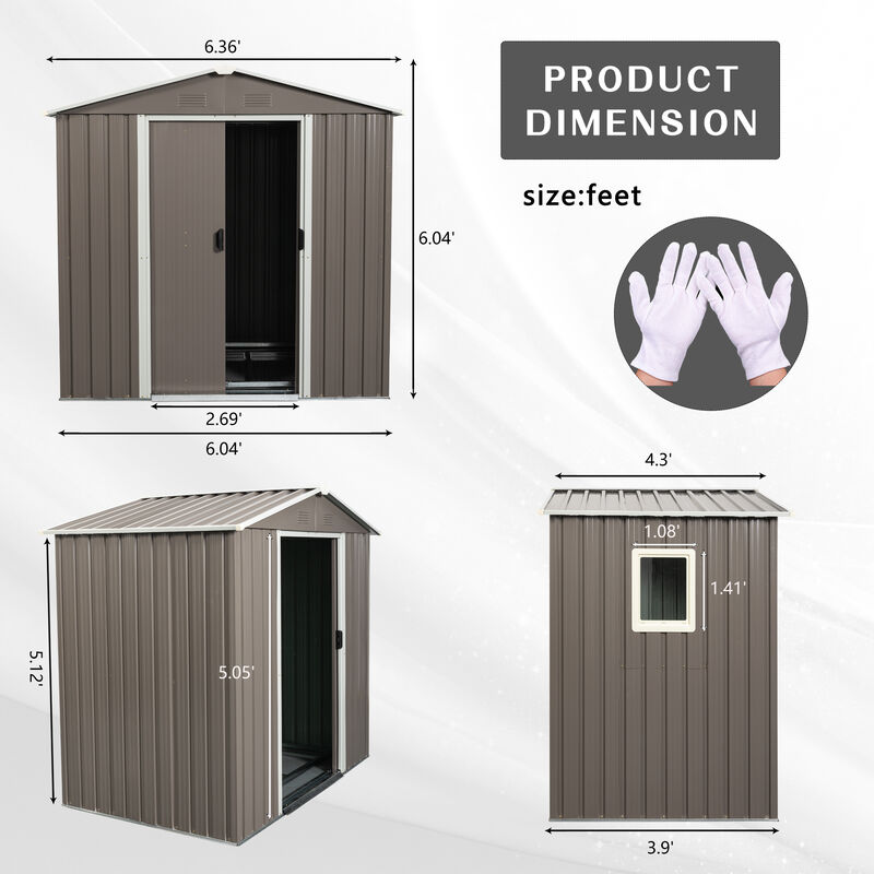 Hivvago 6ft x 5ft  Outdoor Storage Shed for Garden with  Window and Lockable Sliding Door