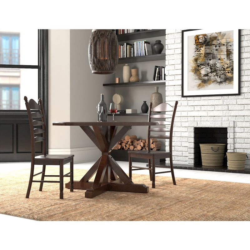Carolina Living Monet X Base Dining Table with 2 Whitman Dining Chairs - Espresso