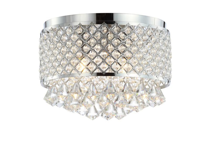 Evelyn 3-Light Crystal Drops/Metal LED Flush Mount