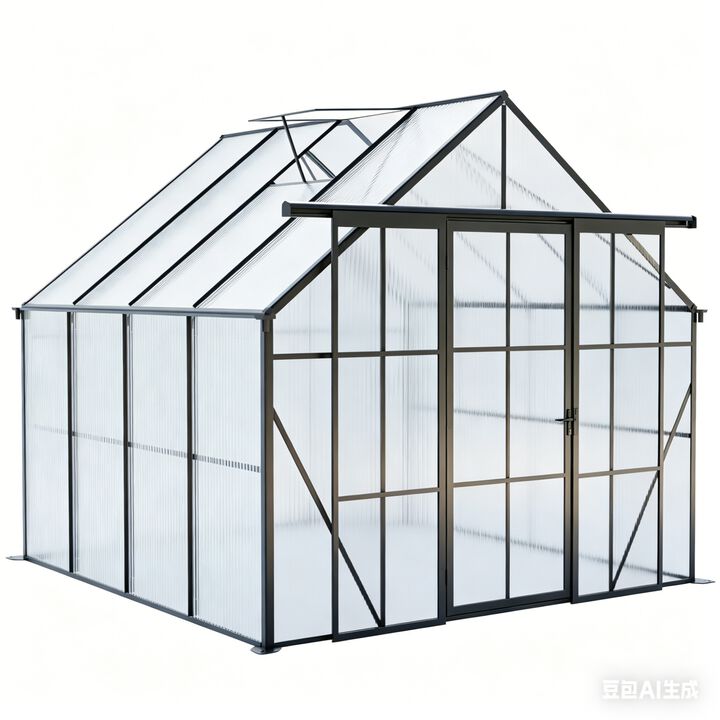 8x8 FT Double Door Polycarbonate Greenhouse Raised Bas&Anchor Aluminum Heavy Duty Walk-in Greenhouse