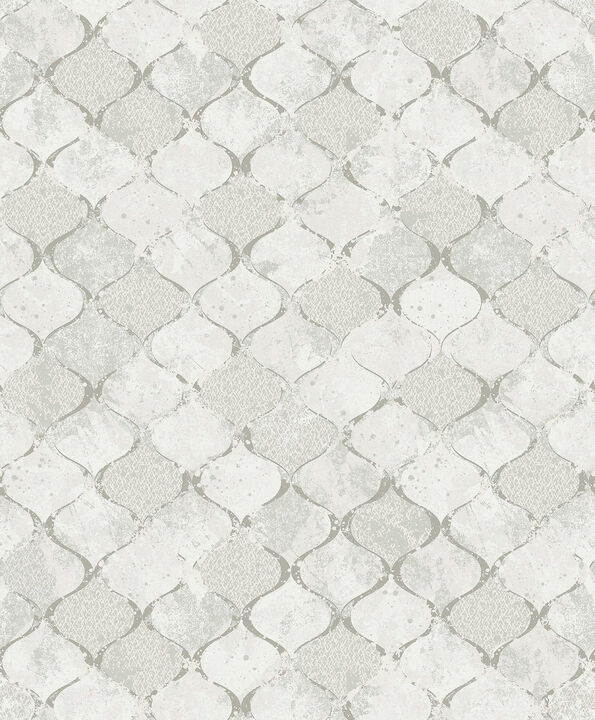 Pilak Silver Ogee Tile Wallpaper