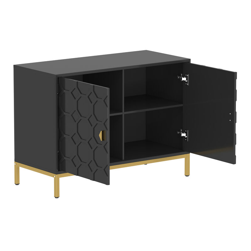 Freestanding Storage Cabinet 2-Door Accent Cabinet in Black