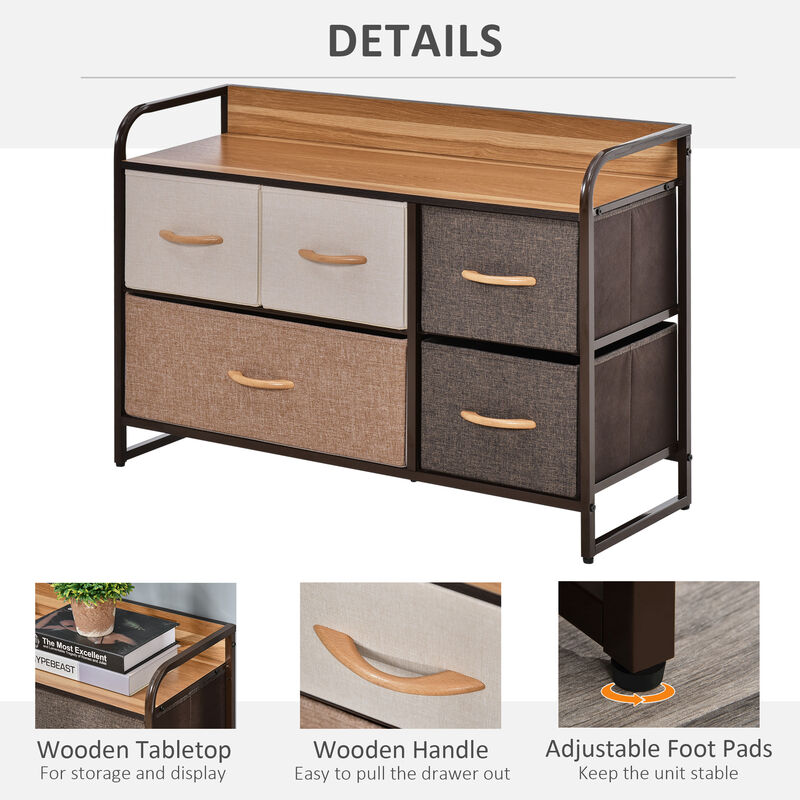 Hivvago 2-Tier Storage Tower with 5 Drawers for Bedroom image number 5