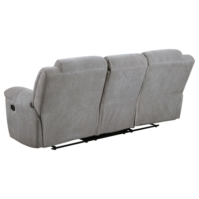 Gilo Manual Recliner Sofa, 92 Inch Light Gray, Pillow Top Armrests