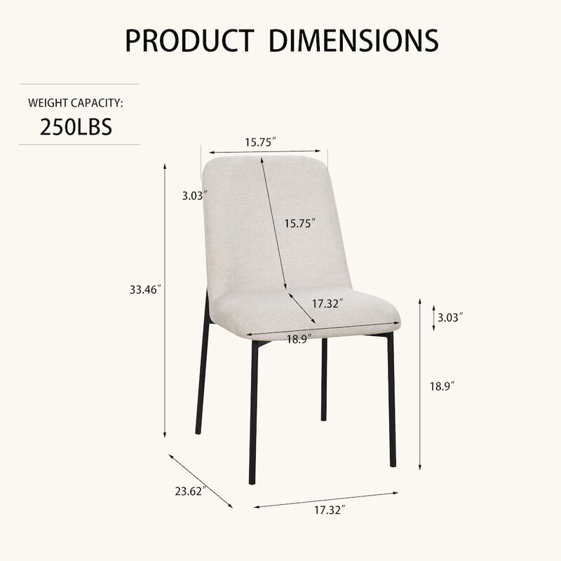 New Classic Furniture Erik Metal & Fabric Side Chair (Set of 2), Beige