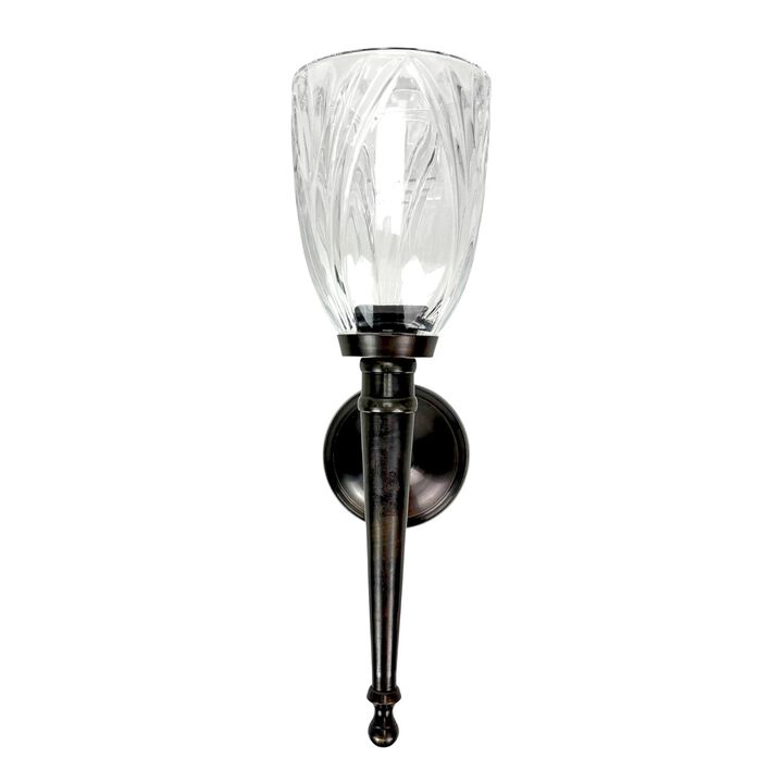 Wall Candle Sconce Bronze Finish Lead Crystal Glass 1175 In Metal Mount