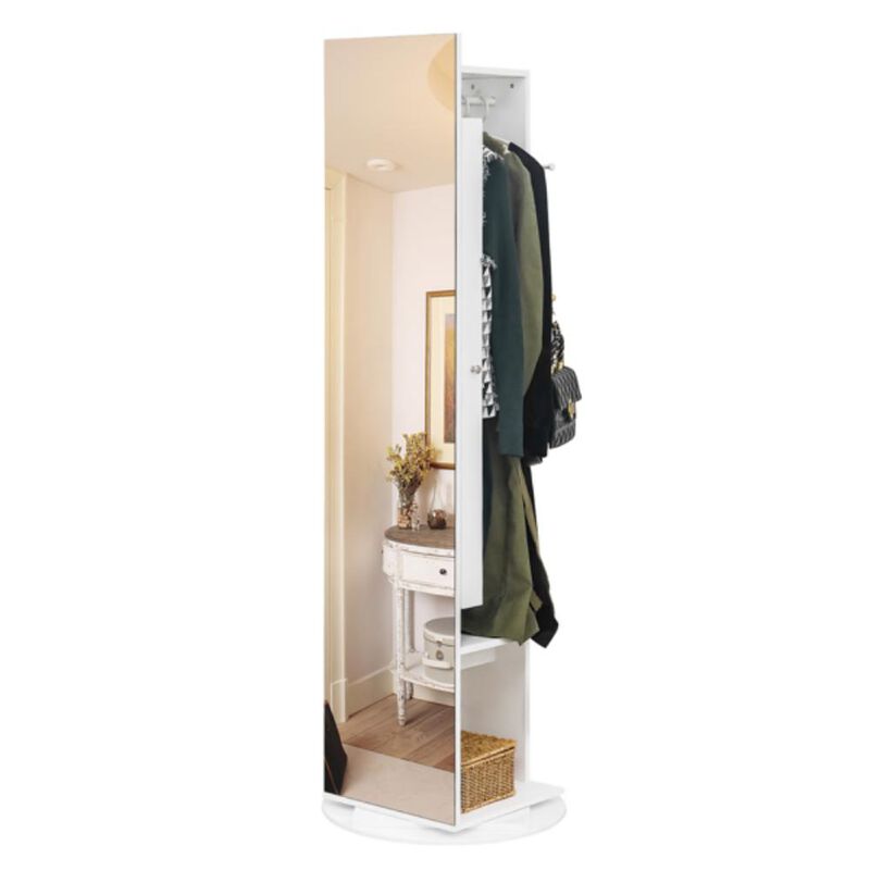 Jewelry Armoire with Full-Length Mirror, 360&deg; Rotating, Large Capacity Organizer & Lockable Storage image number 0