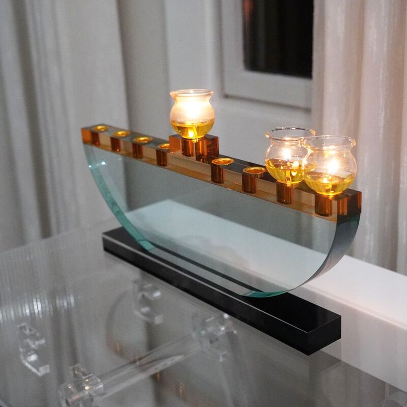 Amber Lucite Menorah image number 1