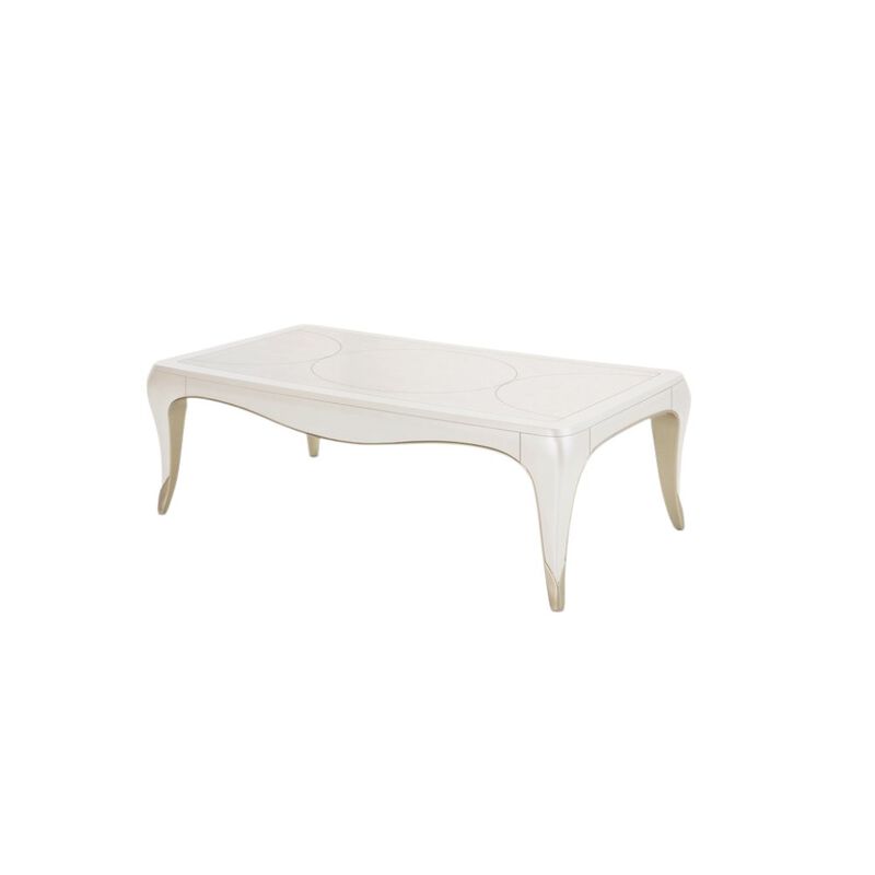 White and Wood Coffee Table &ndash; Rectangular Table for Living Room D&eacute;cor image number 1