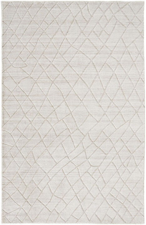 2 X 3 Ivory And gray Striped Hand Woven Area Rug