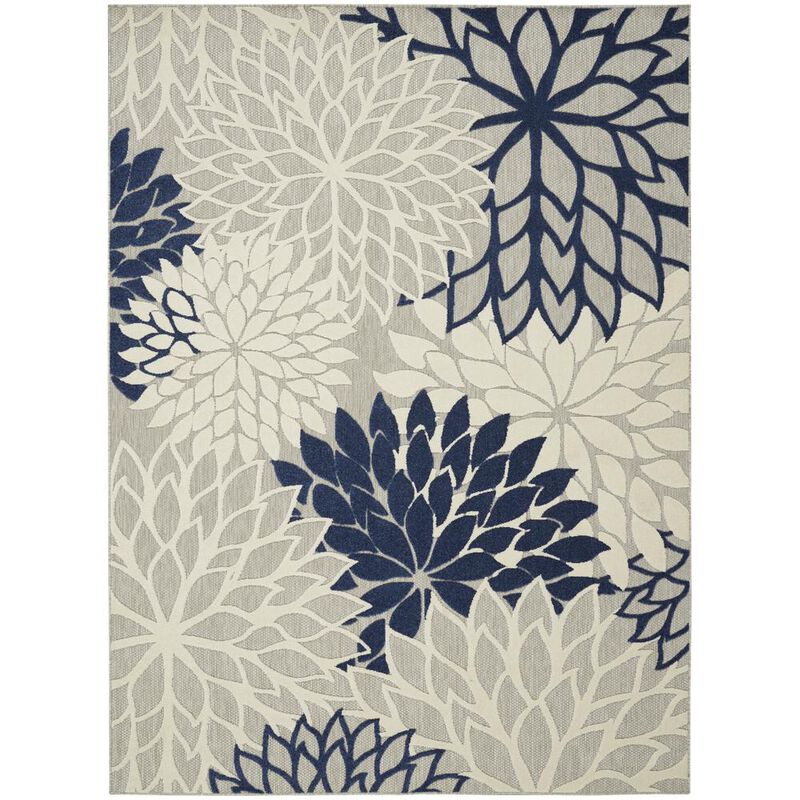 Nourison ALH05 Aloha Ivory/Navy Area Rug- 7'10 x 10'6