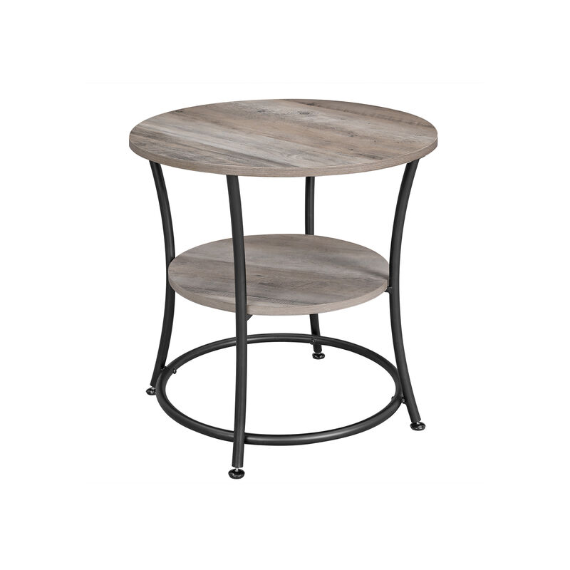 Hivvago Round End Table with 2 Shelves