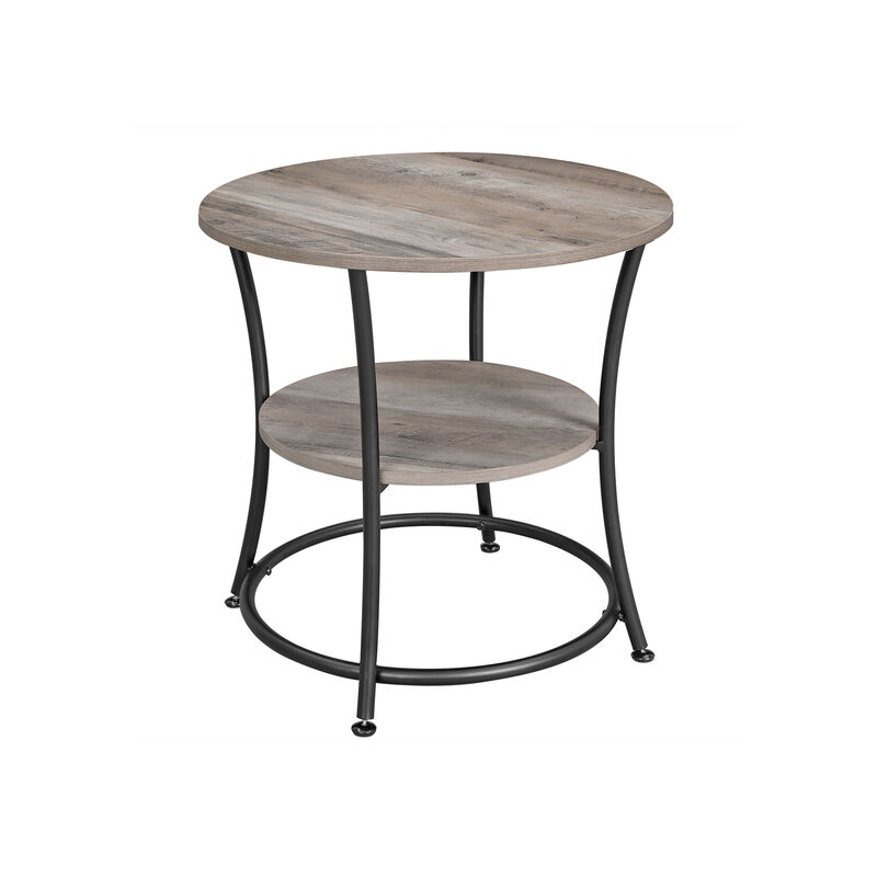 Small Round End Table with 2 Shelves &ndash; Ideal for Compact Living Spaces or Minimalist Interiors