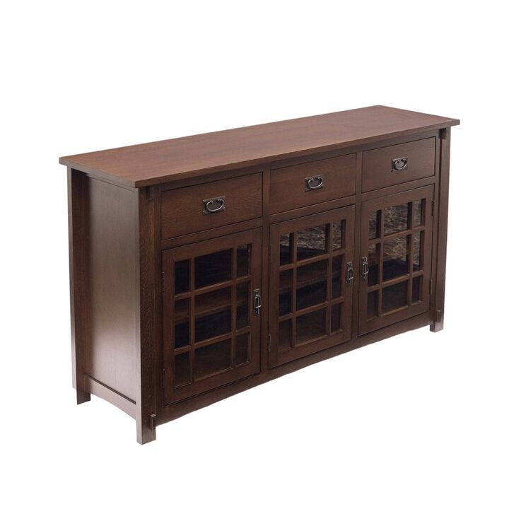 Crafters and Weavers Craftsman Mission Solid Oak Sideboard - 65 - Walnut Stain