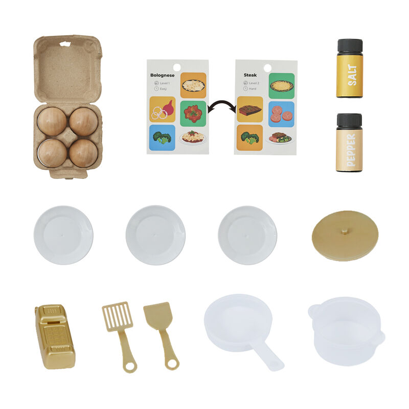 Teamson Kids Little Chef Memphis Play Kitchen + 16 Accessories and Interactive Toy Appliances, White/Gold image number 3