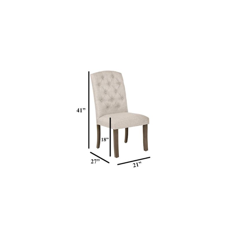 Beige Dining Chairs Wood Legs In Beige Color