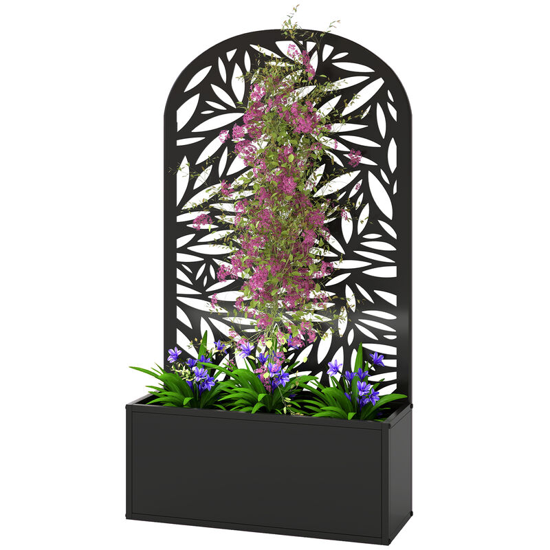 Hivvago Metal Planter Box with Trellis for Garden, Patio, or Balcony image number 0