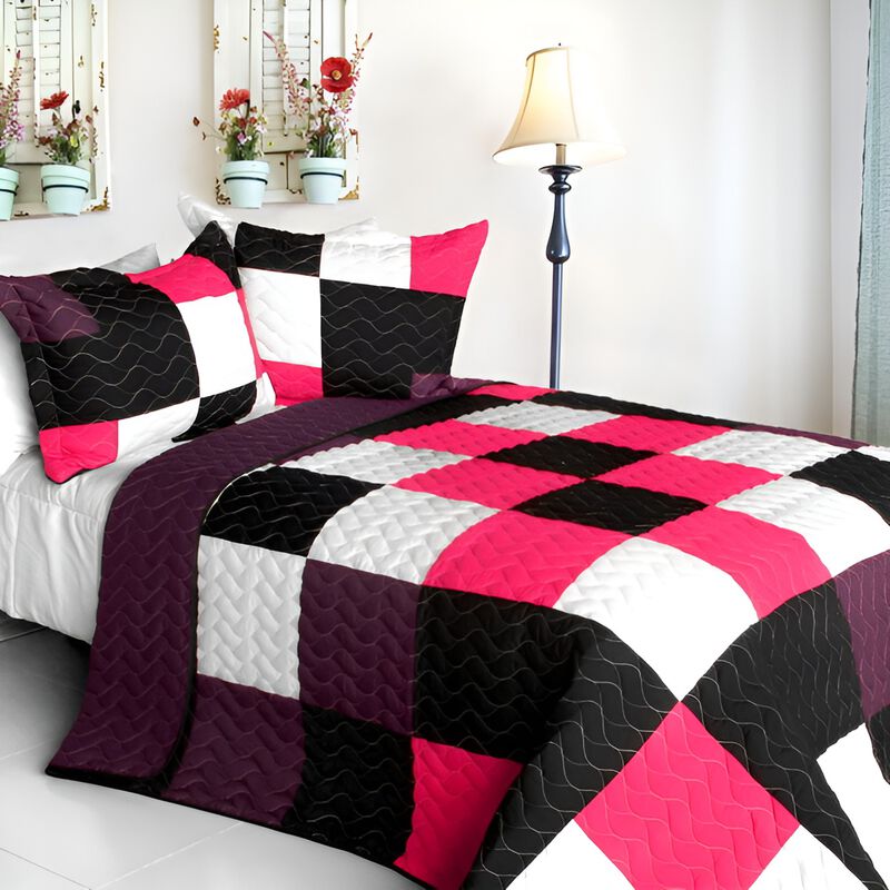 Vermicelli Quilted Patchwork Bedding Set Queen Size Afterglow Decorative Design image number 0