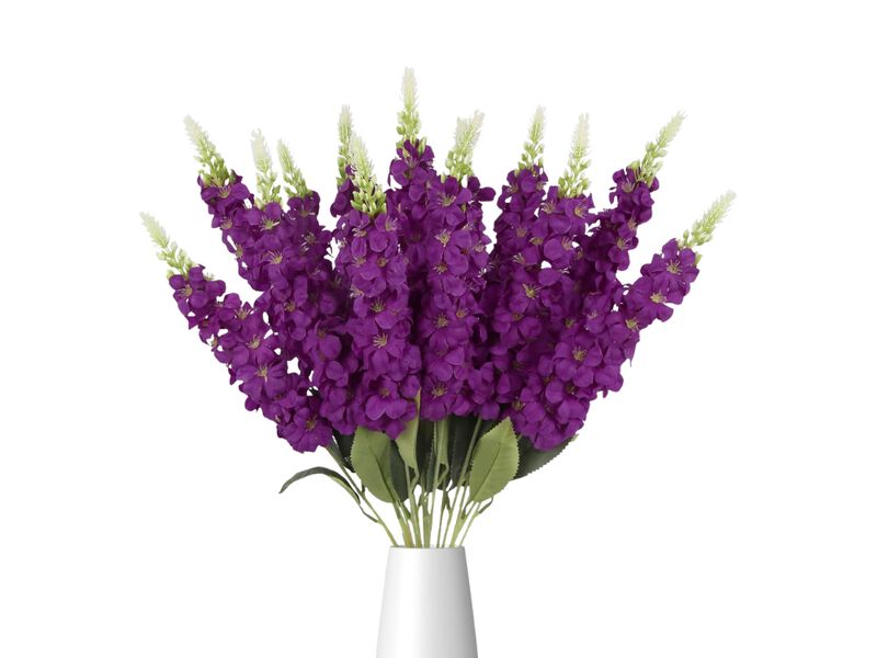 Fuchsia Artificial Delphinium Flower Stems Garden Porch Decor image number 0