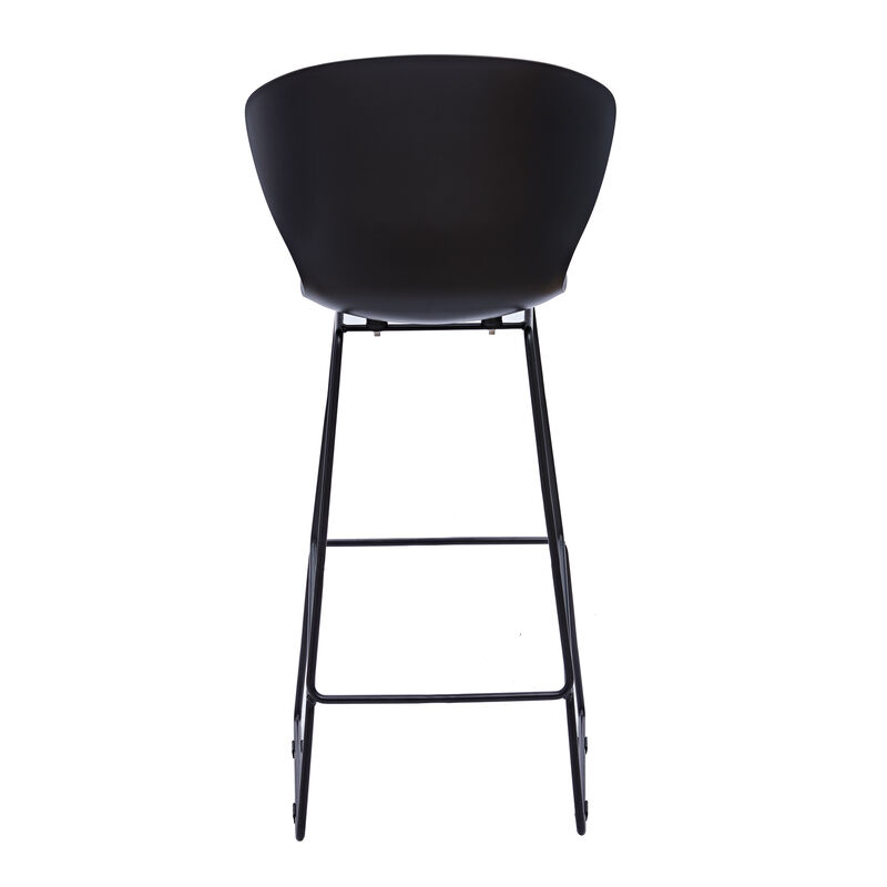 Hivvago Set of Two 30 Inch Black Heavy Duty Plastic and Metal Low Back Bar Height Bar Chairs
