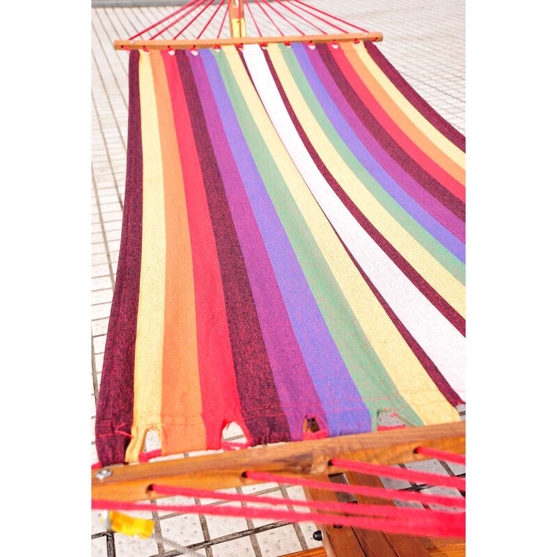 Backyard Serenity: 10' Multicolored Wooden Stand for Hammock Lounging