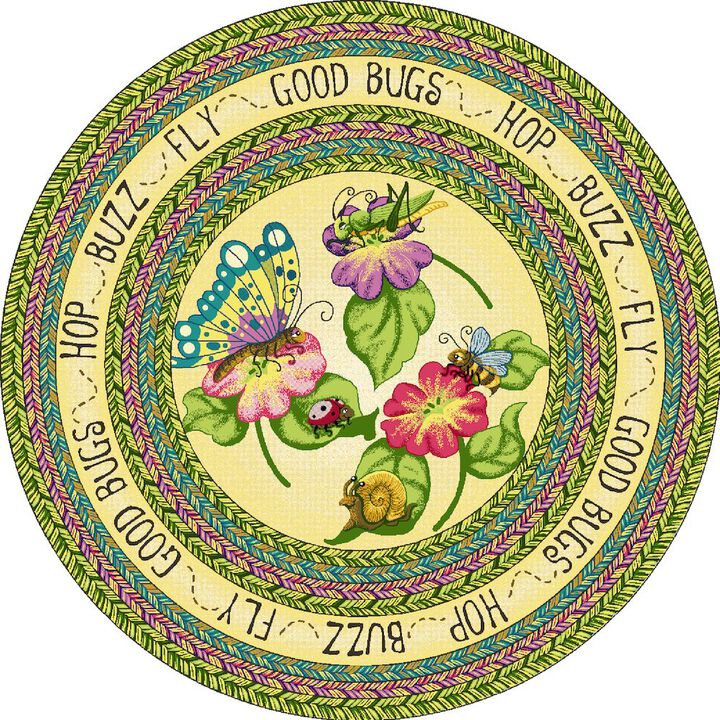 Joy Carpets Kid Essentials Good Bugs 5'4 Round Area Rug in Color Multi