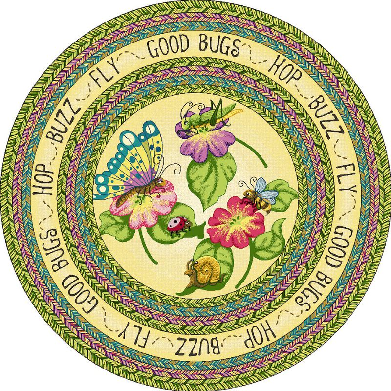 Joy Carpets Kid Essentials Good Bugs 5'4 Round Area Rug in Color Multi image number 0