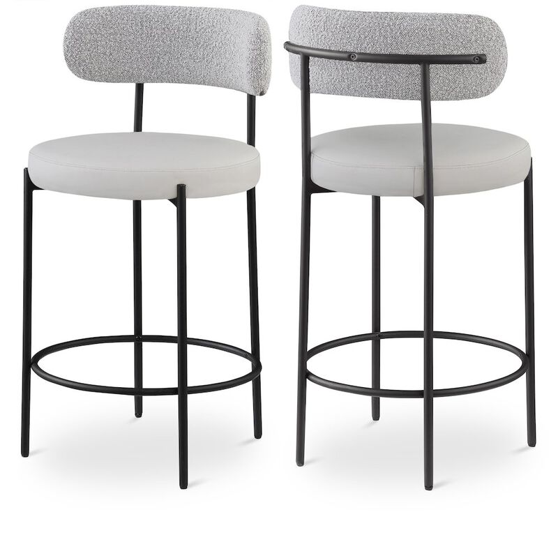 Meridian Furniture Beacon Vegan Leather Seat Stool, Set of 2