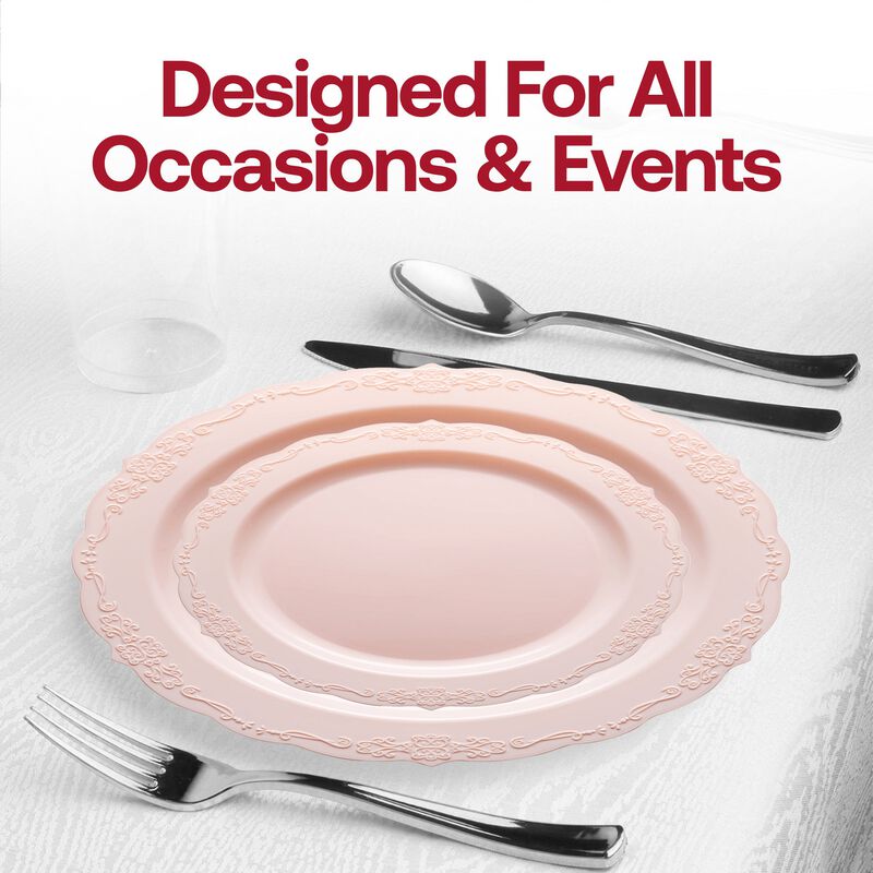 Pink Vintage Round Plastic Wedding Value Set (30 Sets) image number 6