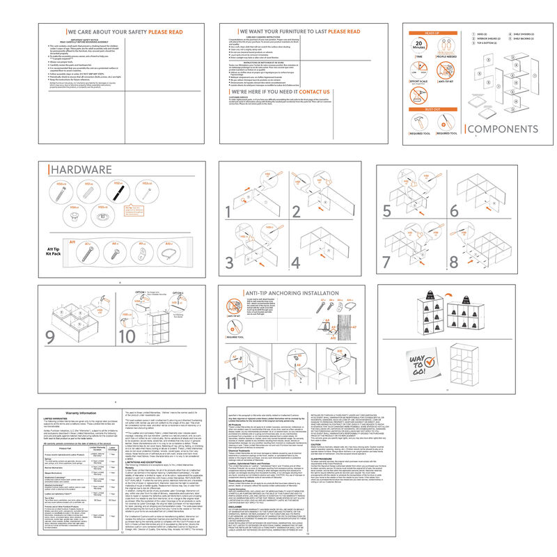 6 Cube Wooden Organizer with Grain Details, Washed White
