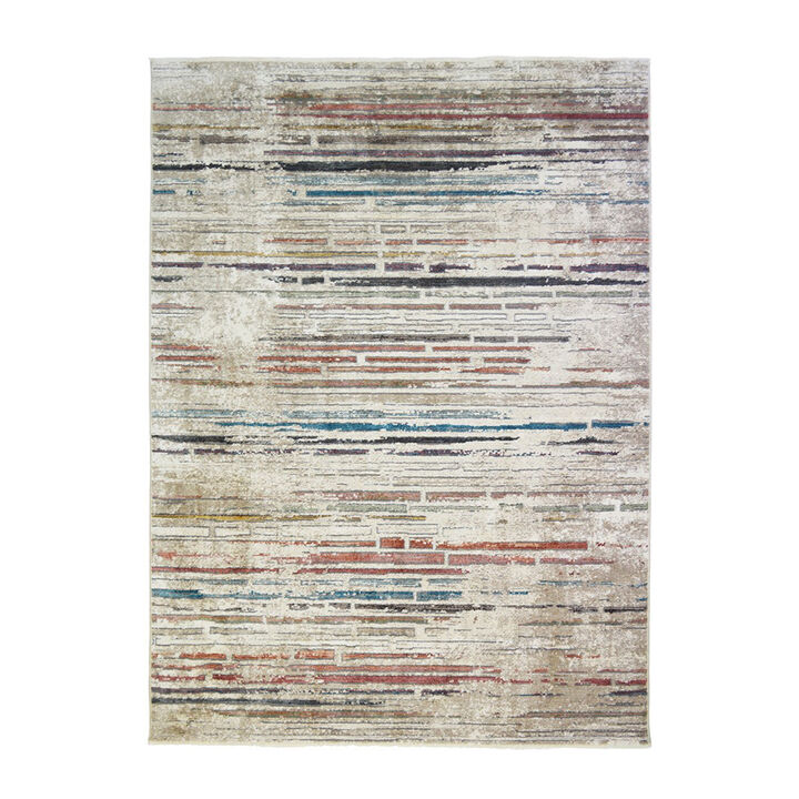 HomeRoots 2' X 3' Beige Geometric Distressed Area Rug With Fringe