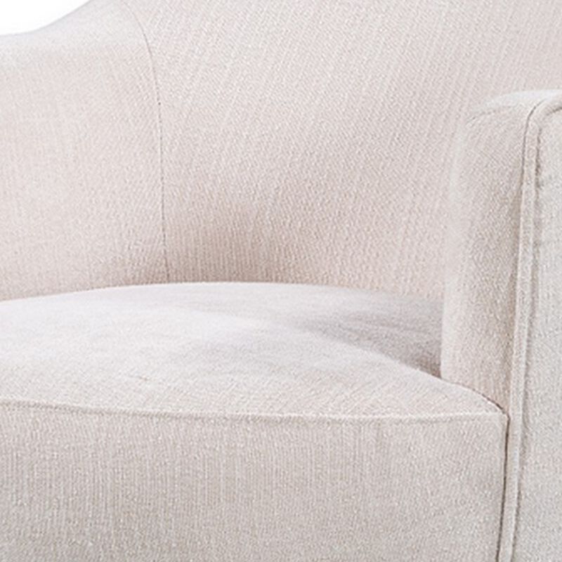 Sofi 32 Inch Plush Swivel Chair, Cushioned Seating, Cream White Upholstery - Benzara