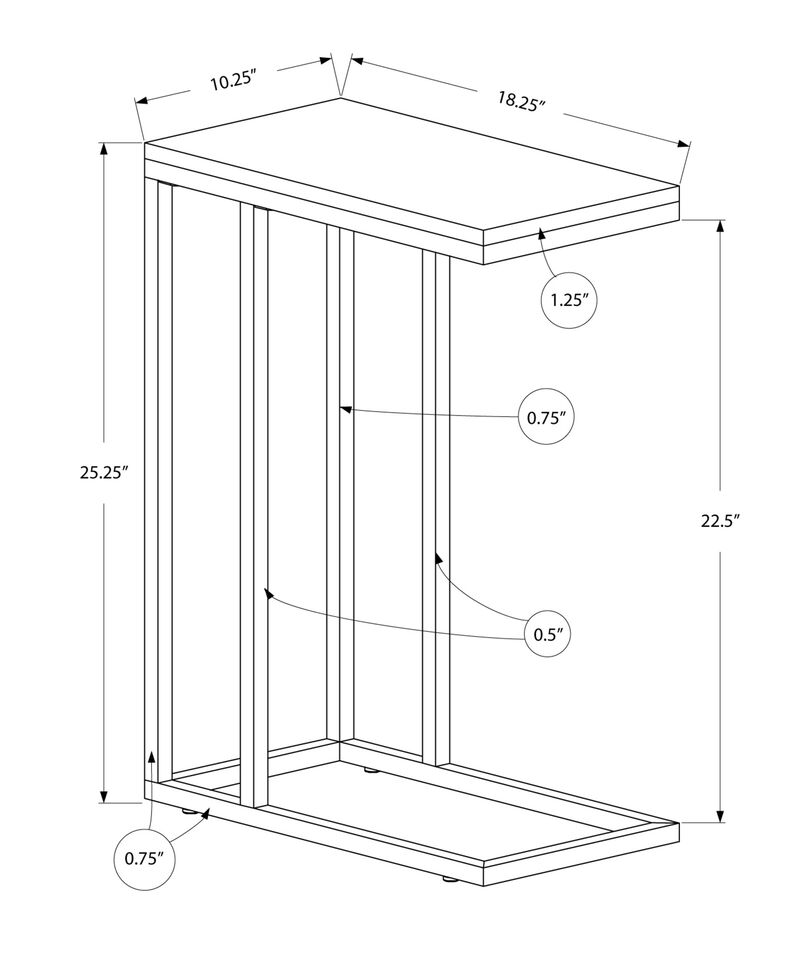 Contemporary MDF & Metal Accent Table &ndash; Space-Saving Side Table with Sturdy Base image number 3