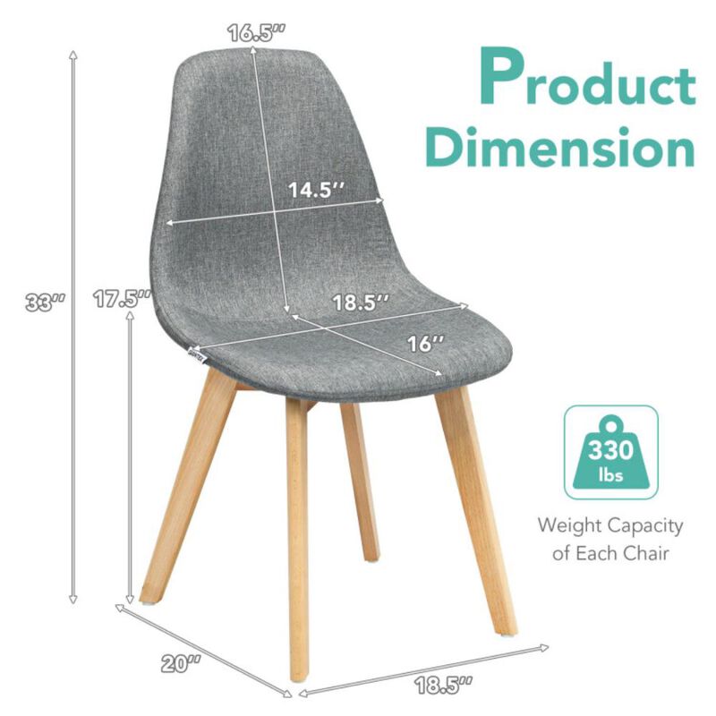 Hivvago 4 Pieces Modern Dining Chair Set with Wood Legs and Fabric Cushion Seat