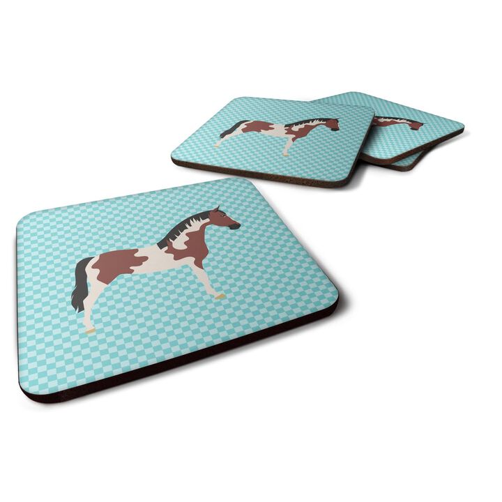 Caroline's Treasures Pinto Horse Blue Check Decorative coasters, 3.5, Multicolor