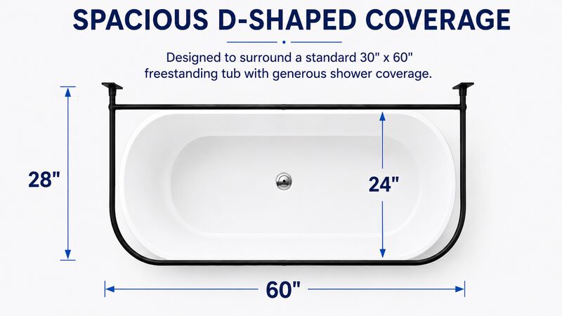 Signature Aluminum Series Freestanding Tub Shower Curtain Rod image number 3