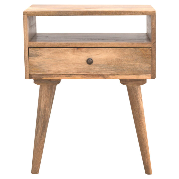 Modern Solid Wood Nightstand with Open Slot