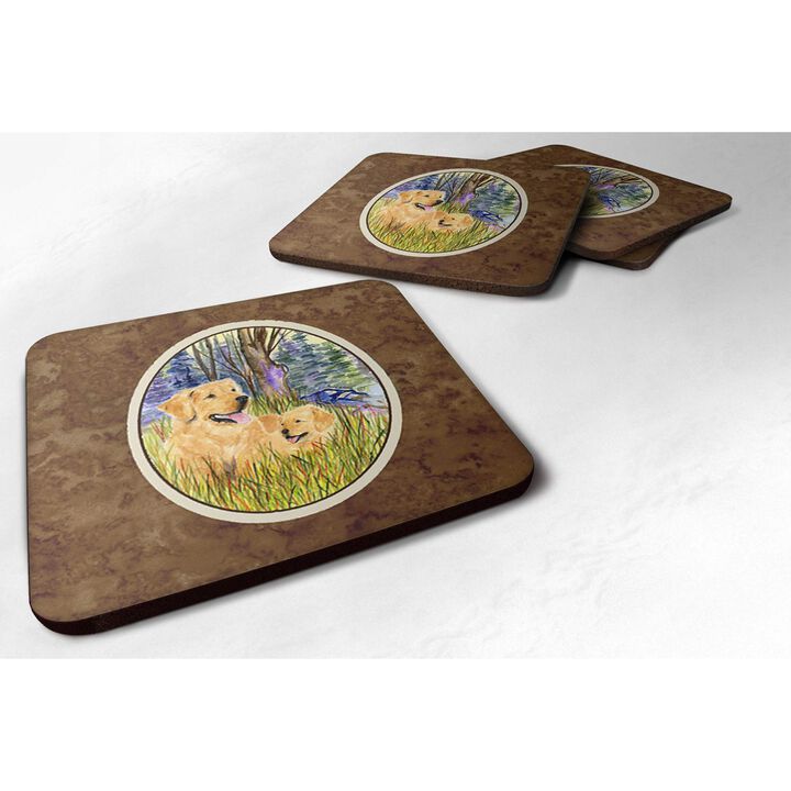 Caroline's Treasures SS8014FC Golden Retriever Foam Coasters (Set of 4), 3.5 H x 3.5 W, Multicolor