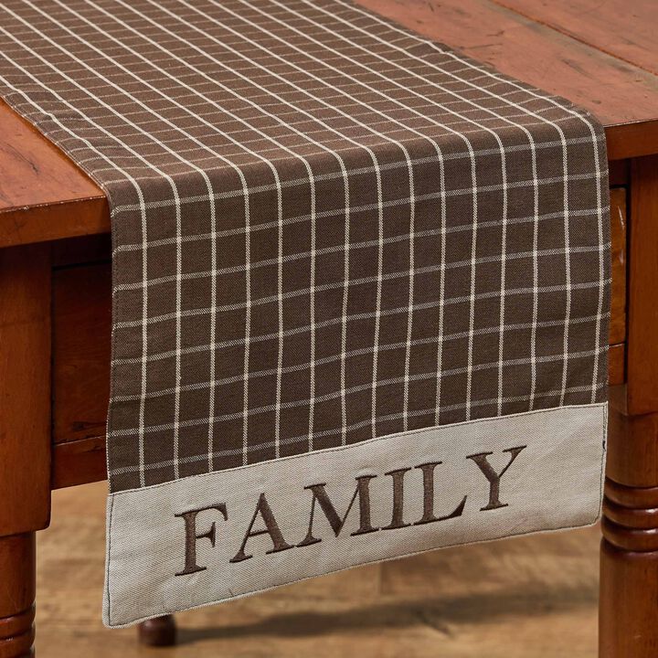 Park Designs Family Brown Plaid Table Runner 13" x 36"