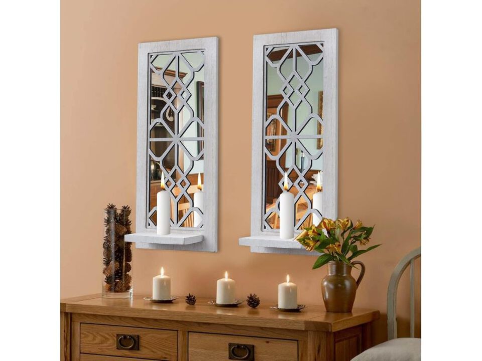 Set of 2 Rustic Wood Wall Sconce Candle Holders Farmhouse Decor for Home