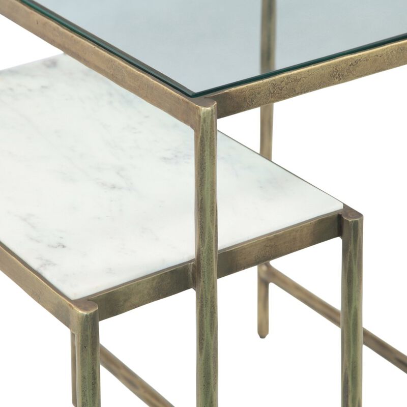 World Interiors Sonoma 50" Nesting Console Table with Marble and Glass image number 5