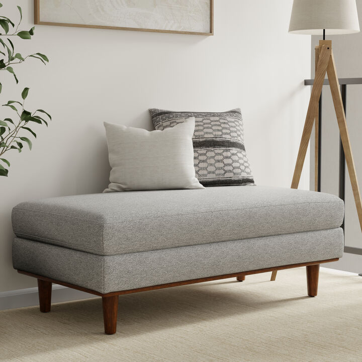 Morrison 49 inch Wide Mid-Century Modern Table Ottoman in Mist Grey Woven-Blend Fabric