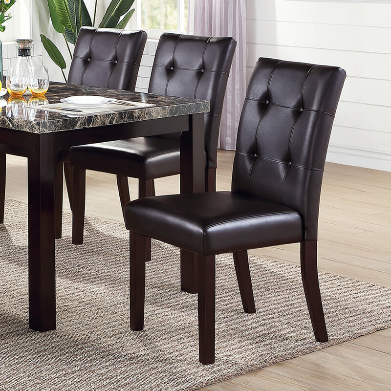 Leroux Upholstered Dining Chairs With Button Tufted, Dark Brown(Set of 2)