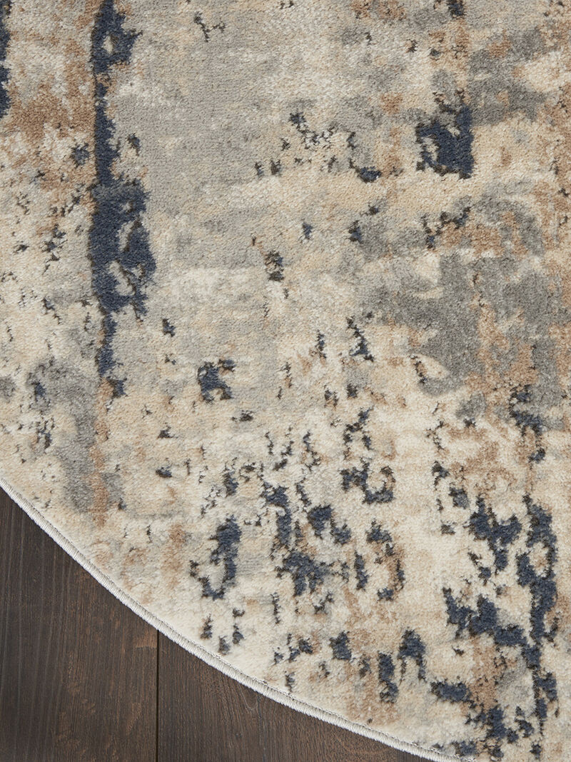 Quarry QUA01 Beige/Gray 4' x Round Rug