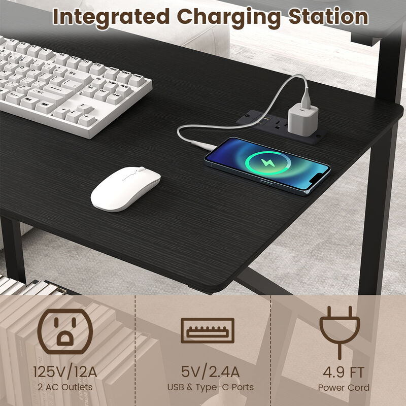 Compact Rolling Computer Desk with Power Outlets for Small Spaces image number 7
