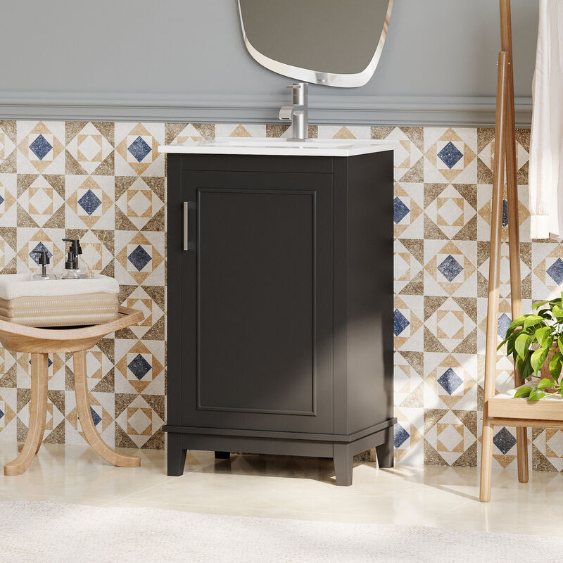 ELEMENT ACE Modern Compact Bathroom Vanity Cabinet with Ceramic Basin and Ample Storage Space image number 4